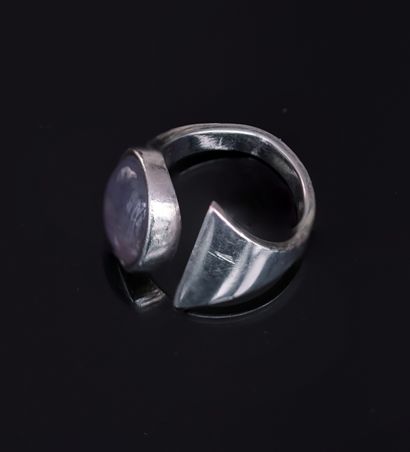 Silver ring 800/°° geometric shape set with...