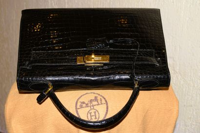 HERMES - BAG model KELLY, in black crocodile...