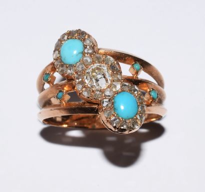 RING in 18K (750/°°) yellow gold, set with...