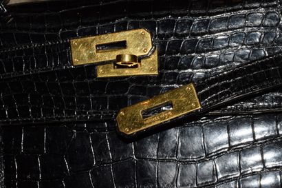 HERMES - BAG model KELLY, in black crocodile...