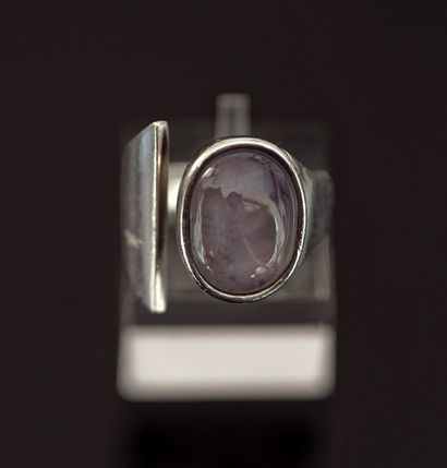 Silver ring 800/°° geometric shape set with...