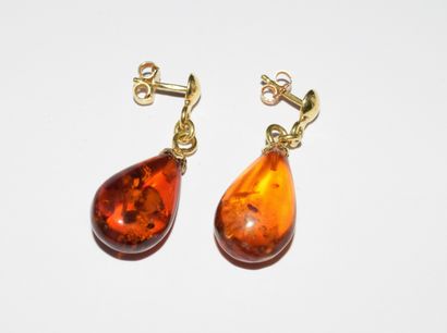 EARRINGS in 18K (750/°°) yellow gold with...
