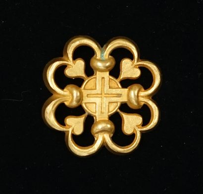 PAULE INGRAND - Gilded metal openwork brooch...