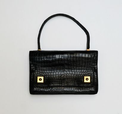 HERMES - Vintage handbag in varnished black...
