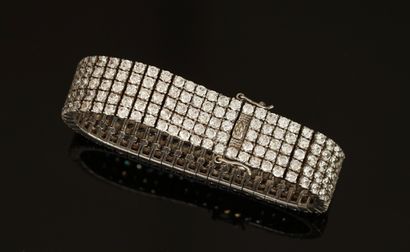 BRACELET RUBAN souple en argent 925/°° serti...