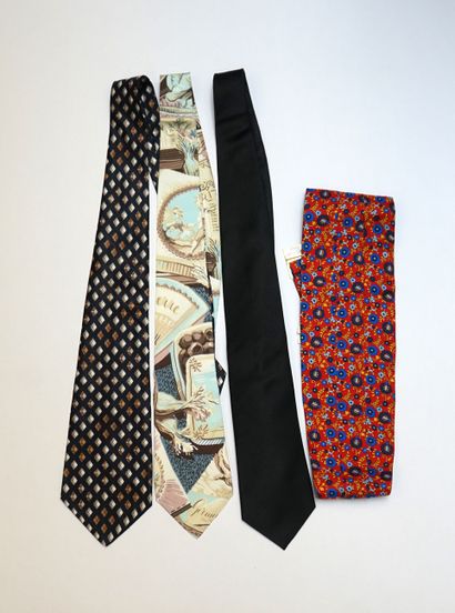 ENSEMBLE de 3 CRAVATES en soie PIERRE CARDIN...