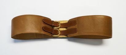 GUCCI - Wide camel leather BELT with double...