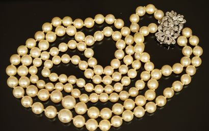 COLLIER de perles double rang en chute, le...