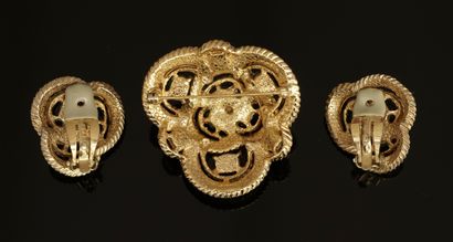 CINER - Pair of three-lobed gold-plated metal...