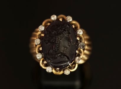 BAGUE en or jaune 14K (585/°°) monture en...