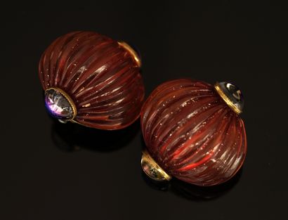 FABRICE - PAIR OF EAR CLIPS in gilded metal...