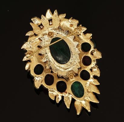 CINER - LARGE gilded metal brooch set with...