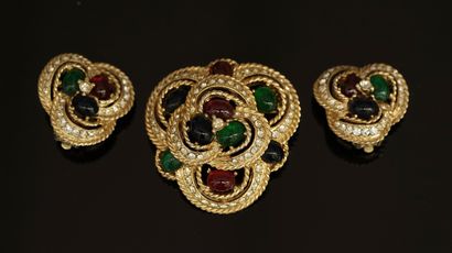 CINER - Pair of three-lobed gold-plated metal...