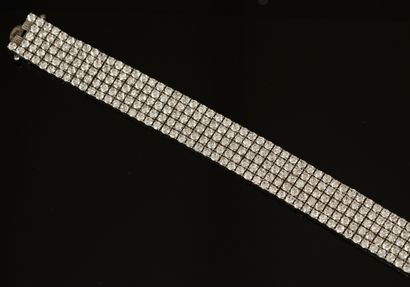 BRACELET RUBAN souple en argent 925/°° serti...