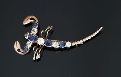 BROCHE SCORPION en or 9k (375/°°) sertie...