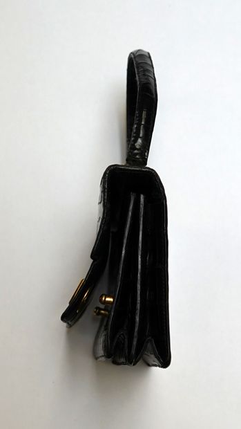 HERMES - Vintage handbag in varnished black...