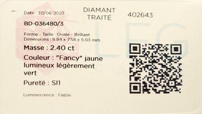 DIAMANT sur plis fancy jaune lumineux légèrement...