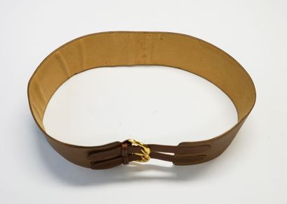 GUCCI - Wide camel leather BELT with double...