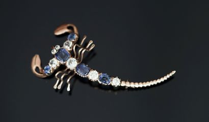 BROCHE SCORPION en or 9k (375/°°) sertie...