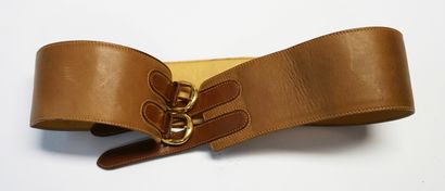 GUCCI - Wide camel leather BELT with double...