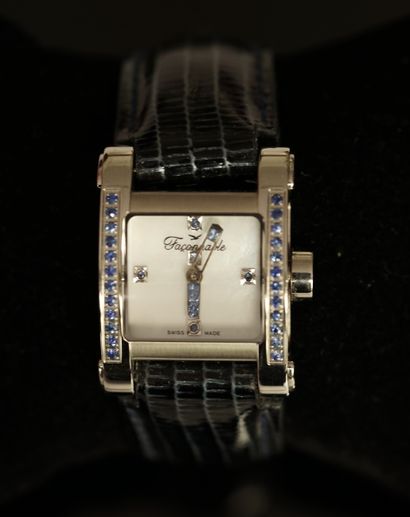 FACONNABLE - Steel wristwatch, square dial,...