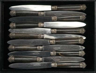 BARGE-COUZET - SET of 11 table knives and...