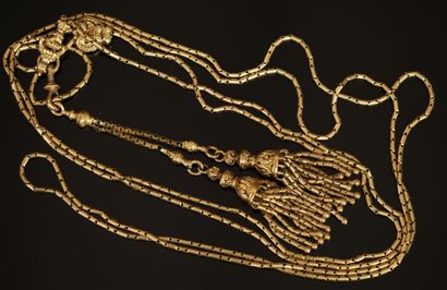 LONG SAUTOIR en jaune 18K (750/°°) maille...