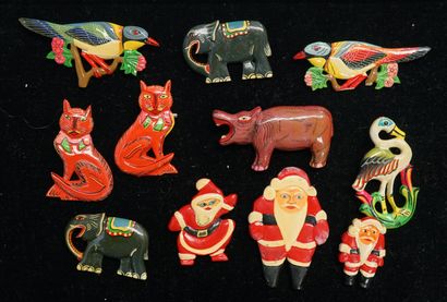 FANTAISIE - LOT de 16 BROCHES animaux en...