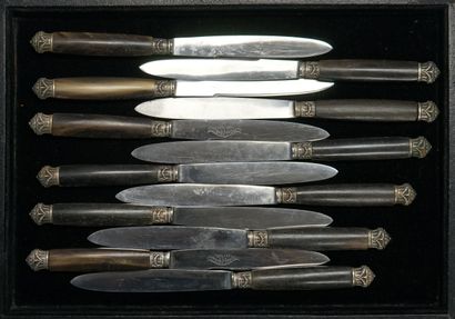 BARGE-COUZET - SET of 11 table knives and...