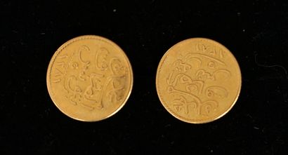 PAIRE DE PUCES D'OREILLES en or jaune 18K...