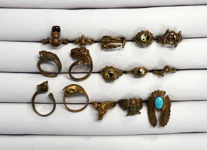 FANTAISIE - LOT de 15 BAGUES en laiton animaux...