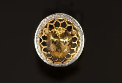 BAGUE en argent doré 925/°° (vermeil) à monture...