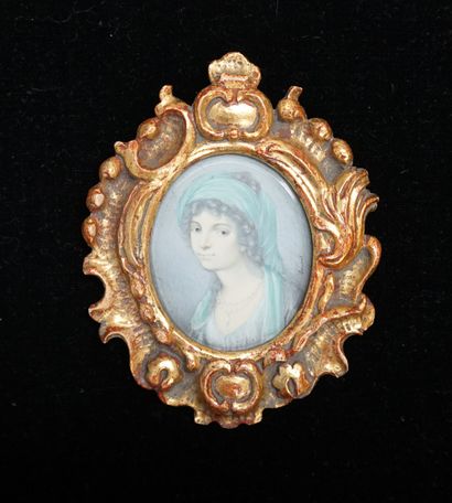 MINIATURE représentant une femme au turban,...