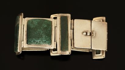 BRACELET en argent, poinçon cygne, à plaques...