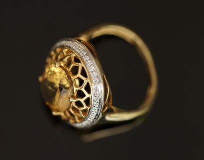 BAGUE en argent doré 925/°° (vermeil) à monture...