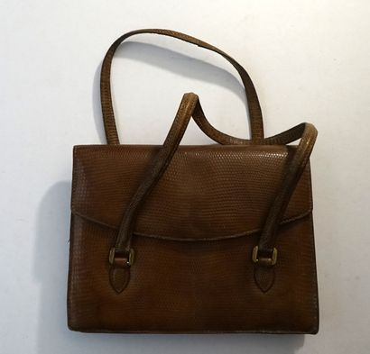 ENSEMBLE de 2 SACS vintage en cuir noir et...