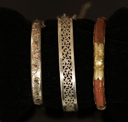 ENSEMBLE de 3 BRACELETS joncs ouvrants de...