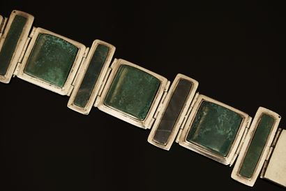 BRACELET en argent, poinçon cygne, à plaques...