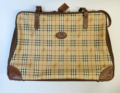 BURBERRY'S - 2 VALISES vintage en cuir et...