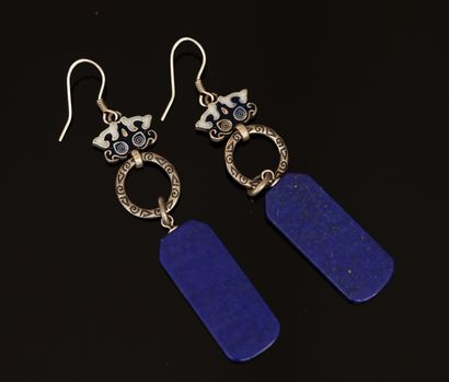 PAIRE DE PENDANTS d'oreilles en argent min...