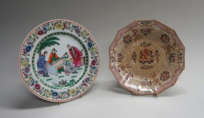 Assiette creuse en porcelaine blanc bleu...