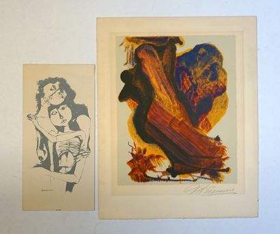 Ensemble de 6 lithographies ou pointes sèches...