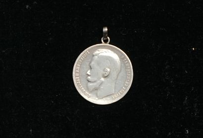 Médaille montée en pendentif en argent Russie...
