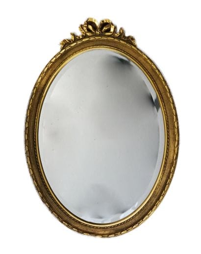 MIROIR ovale à verre bizauté, cadre en bois...