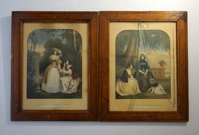 Ensemble de 6 gravures en couleurs sur le...
