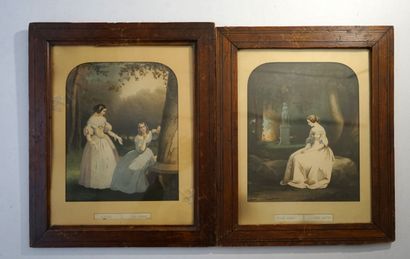 Ensemble de 6 gravures en couleurs sur le...