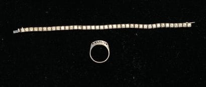 Ensemble en argent min 800/°° et 935/°° sertis...
