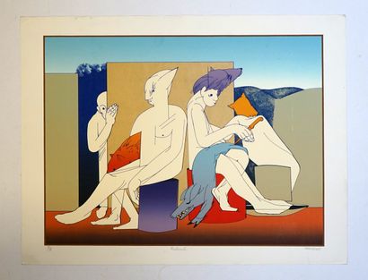 Ensemble de 6 lithographies ou pointes sèches...