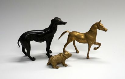 Lot en bronze et laiton composé d'1 ourson,...