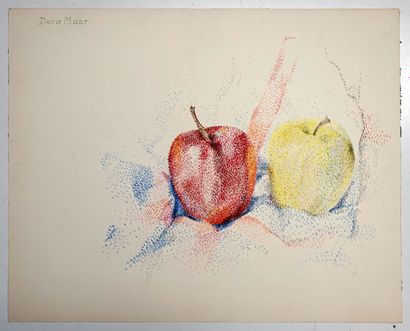 NATURE MORTE AUX POMMES aquarelle sur papier...